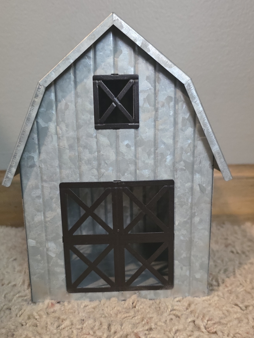 Galvanized Barn Accent - Silver and Black
